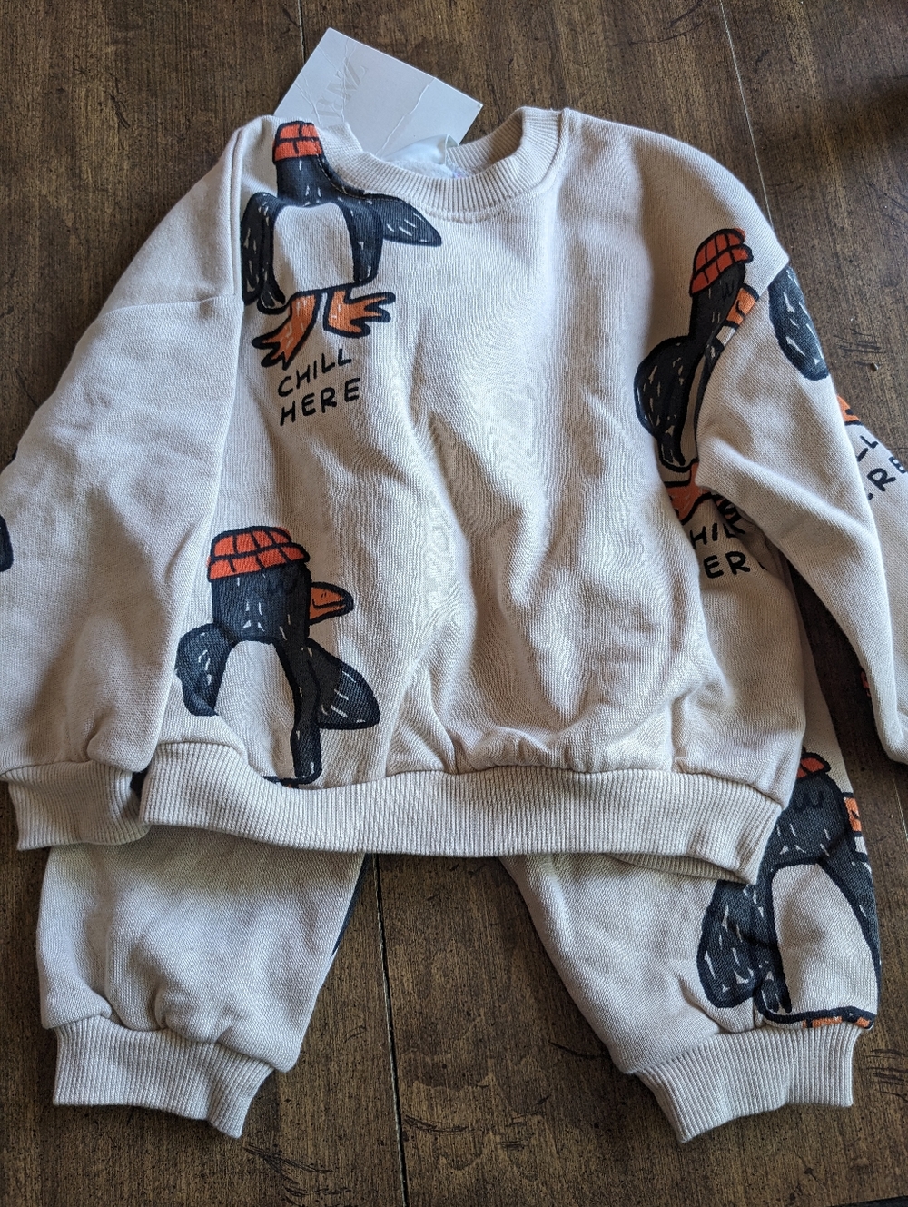 Zara Penguin Sweatshirt & Jogger Set Size 1 1/2 Nwt